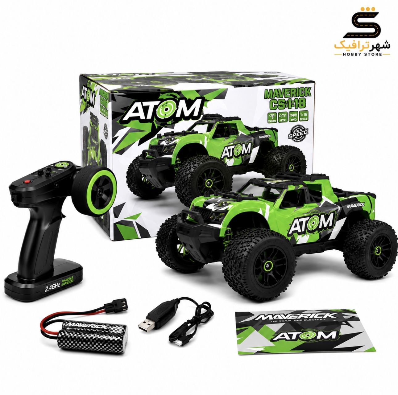 ماشین کنترلی آفرود ATOM Maverick 1:18 چهار چرخ متحرک 4WD | شهر ترافیک